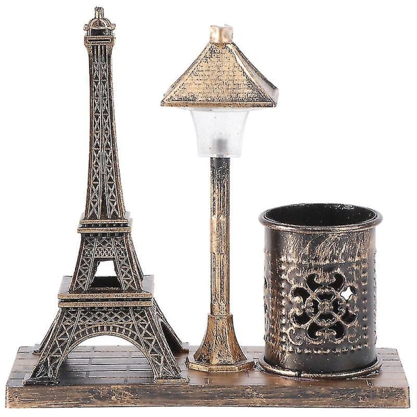 1 st Retro Eiffeltornsprydnad Gatulampa Stil Nattljus Pennhållare