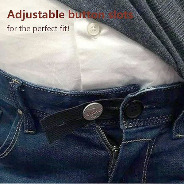 5 stk. Justerbare elastiske taljeforlængere Elastiske bukseforlængere Kompatibel graviditet, jeans, bukser, nederdele (sort) 3x0,9 tommer
