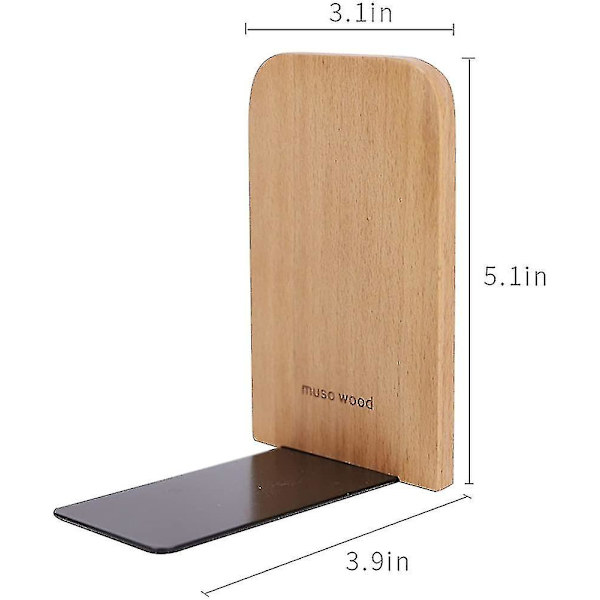 Bogstøtter, træ Naturlig bøg Træ Kontor Desktop Bogstøtter, Trækunst Bogstøtte Til Bogstand, 5,1\" H X 3,2\" B X 4\" L (bøg-2 par)