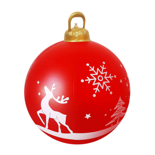 Julepynt 60 cm udendørs juleoppustelig dekoreret bold Kæmpe juleoppustelig bold juletræspynt