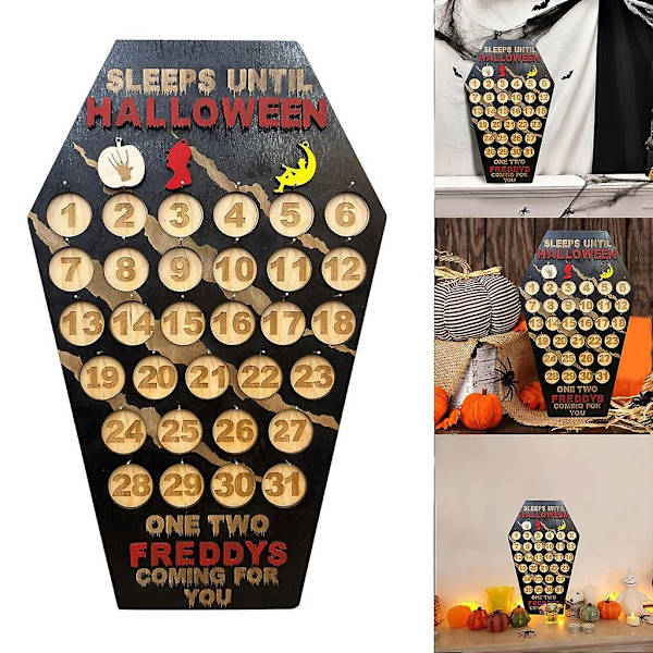Halloween-laskentakalenteri, puinen arkku, adventtikalenteri, 31 päivän pöytäkalenteri, koriste