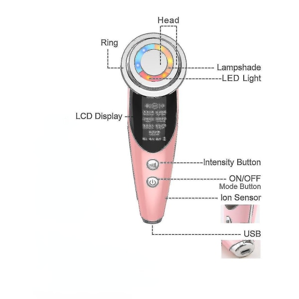 Ansigtsmassager Radio Mesoterapi Elektroporation LED Lys Terapi Sonisk Vibration Rynkefjernelse Hud