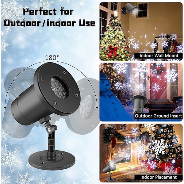 Jul Snöflinga Projektor Ljus - Led Snöflinga Ljus