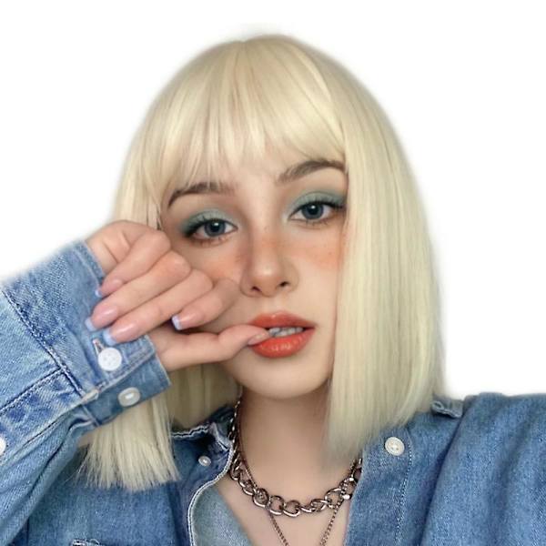 Kort blond peruk för damer