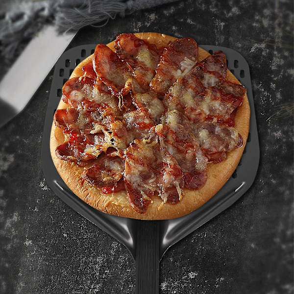 Perforert pizzaskuffe, 12 tommers rektangulær pizzaskuffe som snur pizzaskuffe pizzaspade for baking Ho