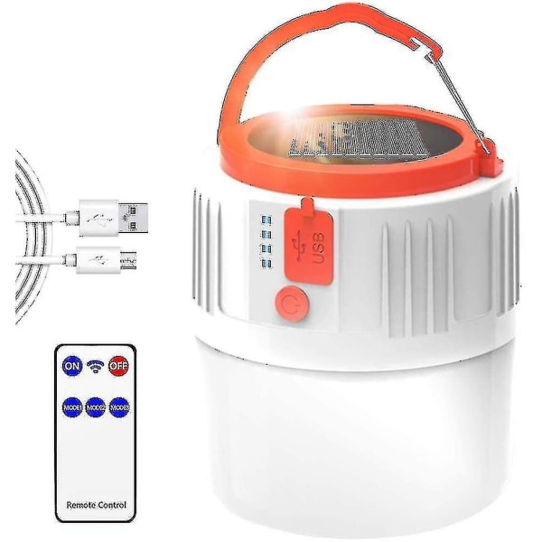 Recharabd Cam Solär/usb Bärbar Lampa Med Fjärrkontroll
