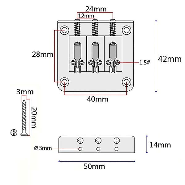 3-strenget Guitar Hard-tail Tailpiece Bro