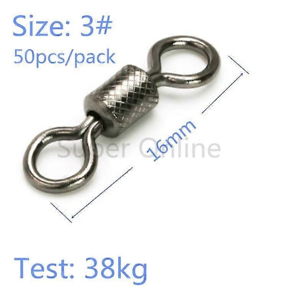 50 st Fiskeswirlar med Kullager, Snabbkoppling med Säkerhetsklämma, Utomhuscamping 16mm 38kg
