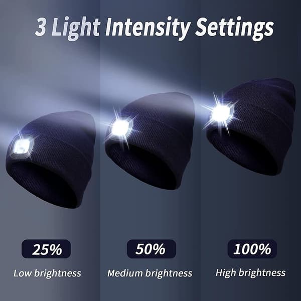 LED-lys lue lue 4 LED hodelykt lue Unisex vinter strikket lue lue for løping-rød