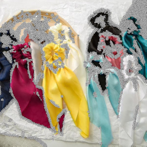 Kvinder Pige Bue Satin Bånd Hestehale Tørklæde Hår Bånd Reb Scrunchies Elastik Qinhai light green