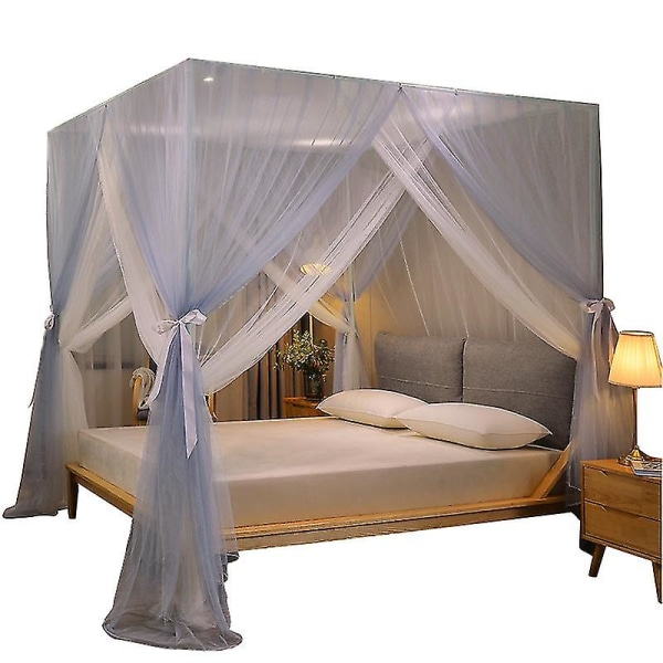 Huonekalut Nelikulmapylvässänky Valkoinen katos hyttysverkko Full Queen King Size Net (6,6 Ft) Bed