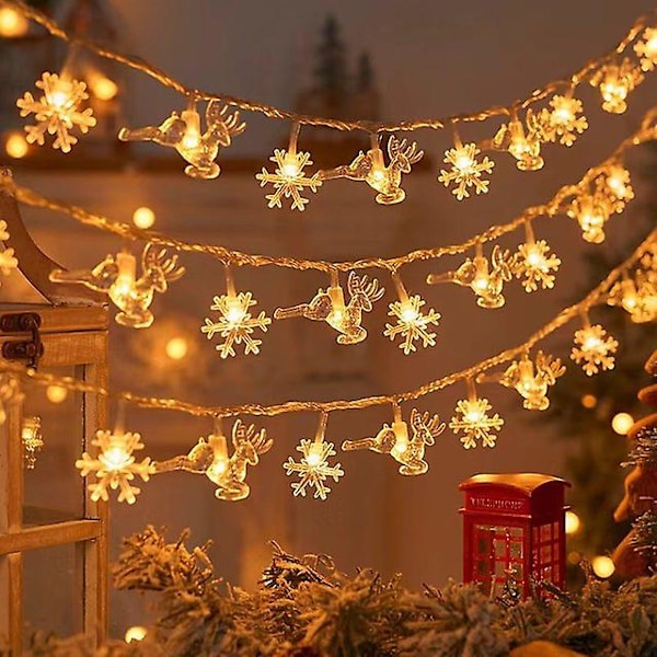 Juletrær Snøfnugg Led Lysstreng Banner Julepynt 2023 Til Hjemmet Navidad Julepynt Lys Nyttår 2024 elk snowflake 1.5m 10led