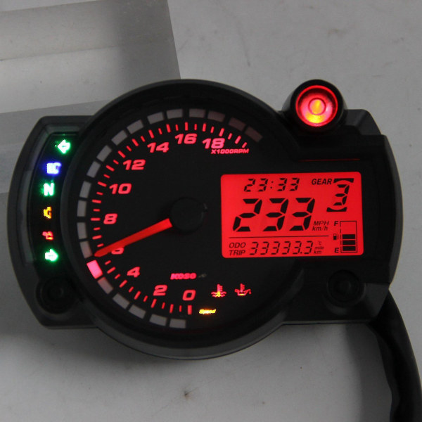 Universal 7-fargers LCD digital motorsykkel kilometerteller speedometer måler instrument justerbar maks 299 km