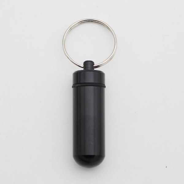 4 st (svart) liten pillerbehållare, aluminiumpillerhållare, aluminiumpillerlåda miniflaska, vattentät piller