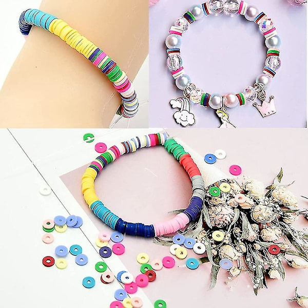 5400 st 24 färger 6 mm platta runda polymerlera skivor lösa distanspärlor för gör-det-själv smyckestillverkning hantverk bohemiskt armband