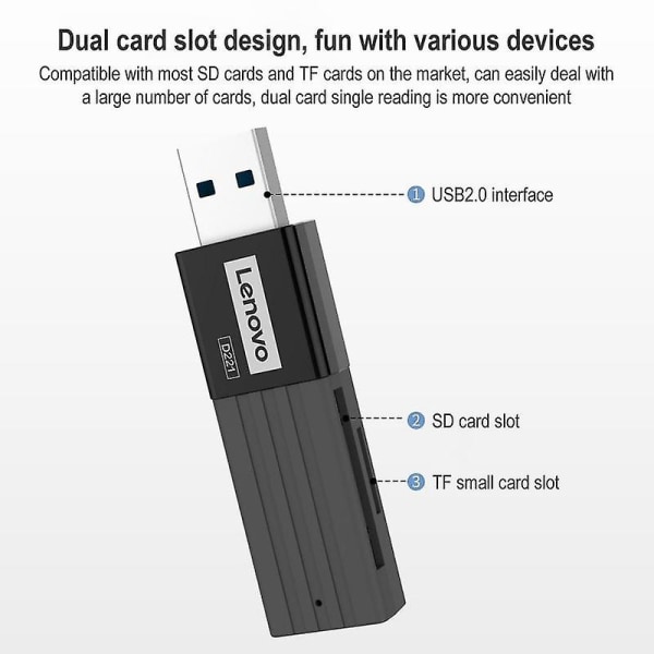 Black Friday Lenovo D221 2 i 1 USB 2.0 kortläsare