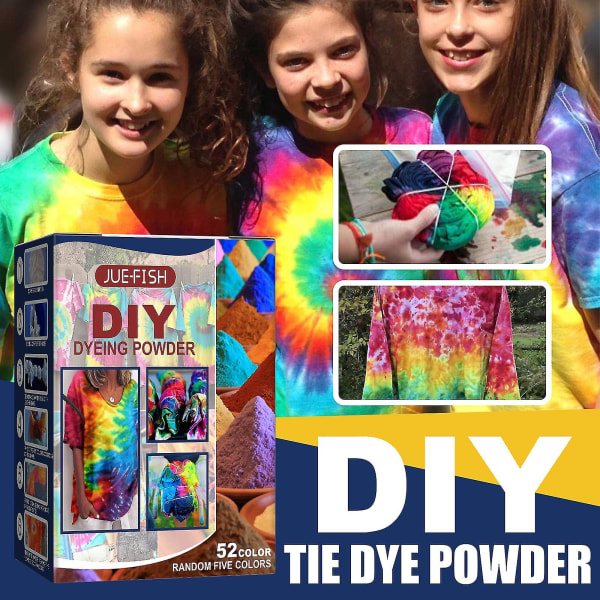 3 box Tie-dye Pulver Håndlavet gør-det-selv Tie-dye Pigment Reactive Tie-dye Pulver Kogefri Tøj Farvning Farveskift pigment