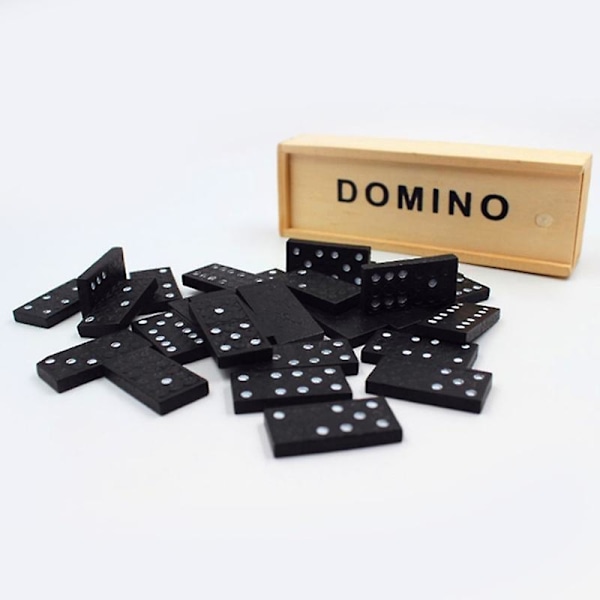 Børns Trækasse Domino Sæt Legetøj Traditionel Klassisk Børn 28 Domino Familiespil