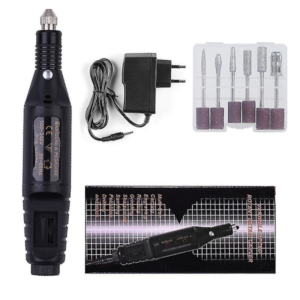 Elektrisk nagelfil, 6 bits ingår Svart