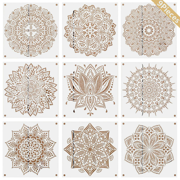 Suuri geometria mandala pyöreä diy kerrostus stencilit maalaus leikekirja kohokuviointi