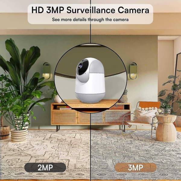 Inomhus Pan/Tilt Smart Säkerhetskamera, 3MP HD-kamera