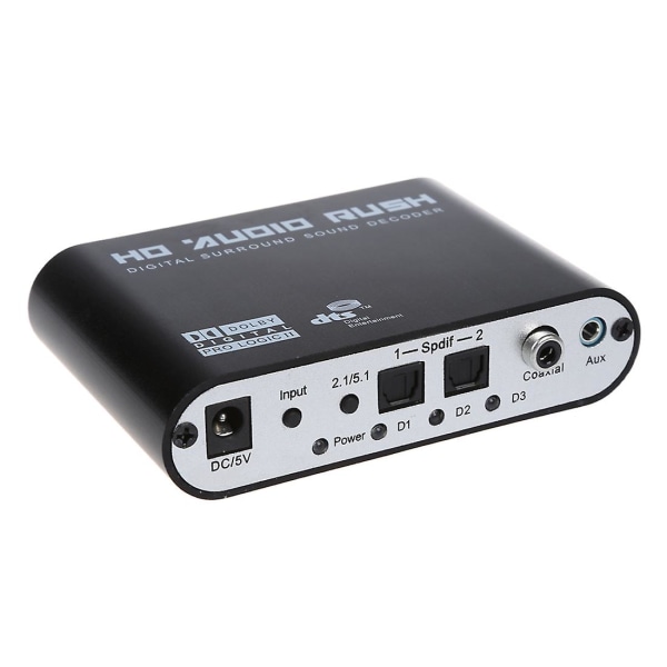 5.1 Audio Rush Digital Sound Decoder Converter - Optisk Spdif/ Coaxial Dolby Ac3 Dts Stereo(r/l) T