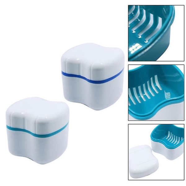 Health Care Denture Cleaning Tool Box - Falske Tænder Opbevaring Case Basket Container