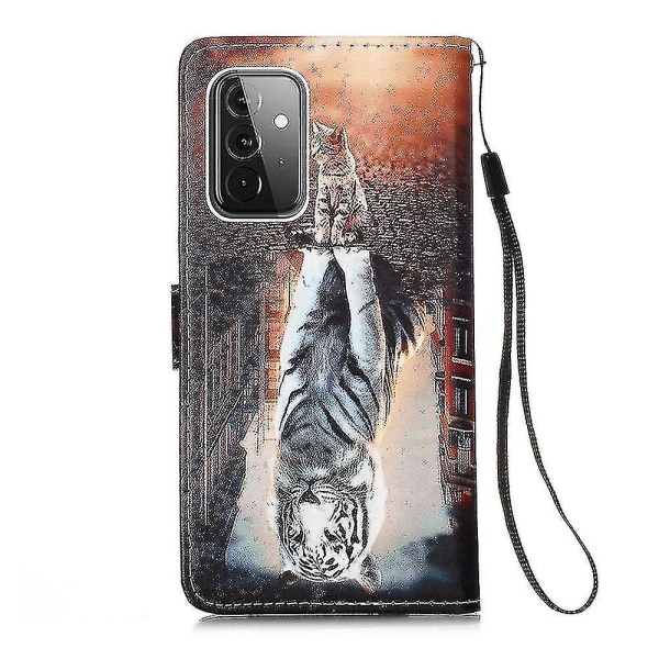 Kompatibel med Samsung Galaxy A72 5g/ 4g Etui Skinn Flip Lommebok Deksel Med Kortspor Holder Stativ Mønster - Katt Og Tiger