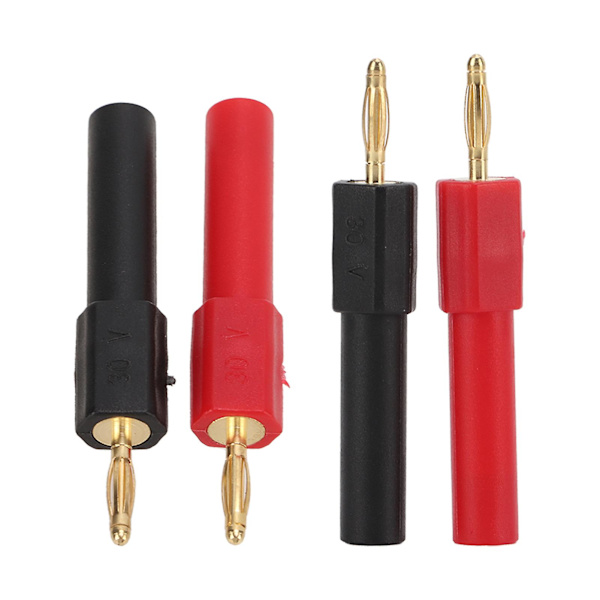 5-pak bananpluggadapter PA messingmaterial 2mm/0,08 tommer hann til 4mm/0,16 tommer hunn rød svart bananpluggkontakt