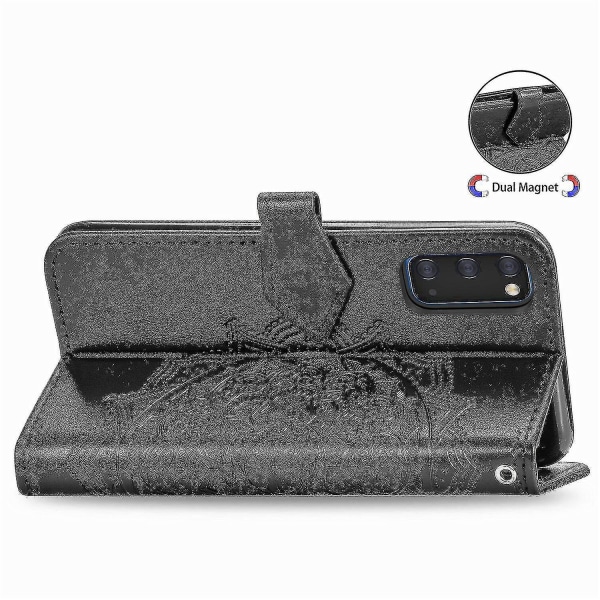 Samsung Galaxy S20 Case Læder Pung Cover Emboss Mandala Magnetic Flip Protection Stødsikker - Sort