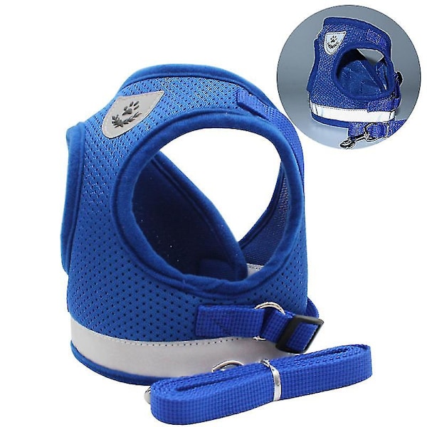 Pet Leash, Chest Harness, Pet Cats And Dogs Traveling And Running * Blue