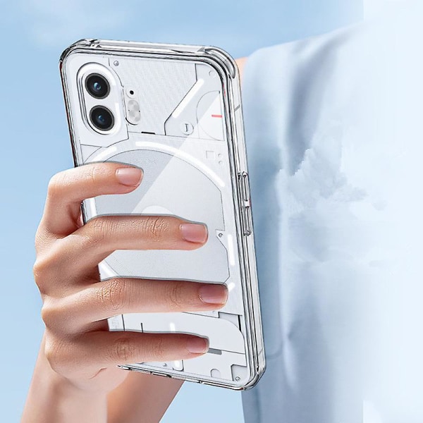 Krystallklart deksel kompatibel med ingenting Phone 2, oppgradert anti-gul myk TPU fire hjørne støtsikkert deksel
