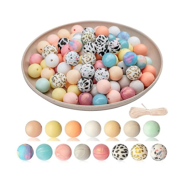 15 Mm silikone perler, gør-det-selv nøglering Halskæde Armbånd Runde perler, Til smykker Halskæde Home Decor D