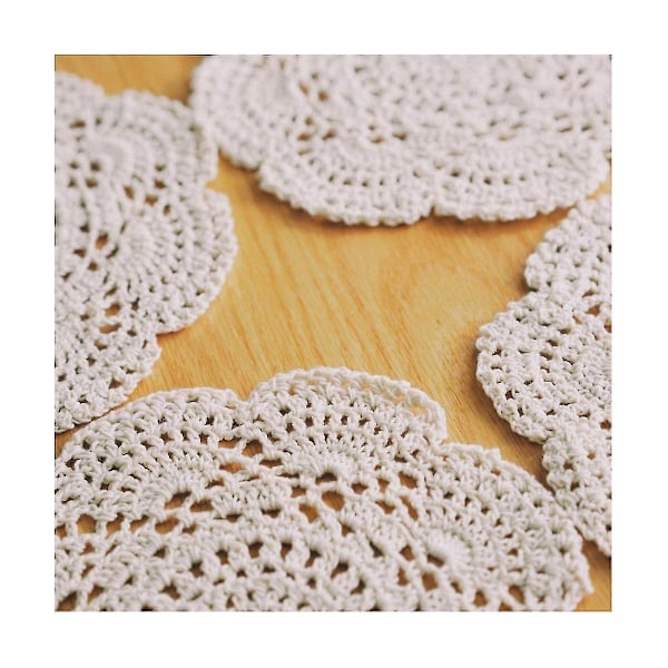 4 st 8,6 tum Doilies Virkade Runda Spets Doily Handgjorda Underlägg Bomullsvirkade Underlägg (beige)