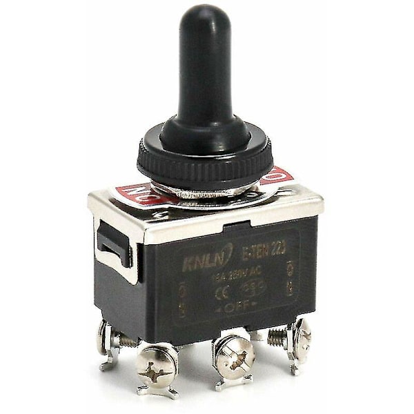 Vippekontakt Ac380v 15a / Ac250v 10a 3pin 6pin Til/fra/til-kontakt med sort vandtæt hætte 3stk