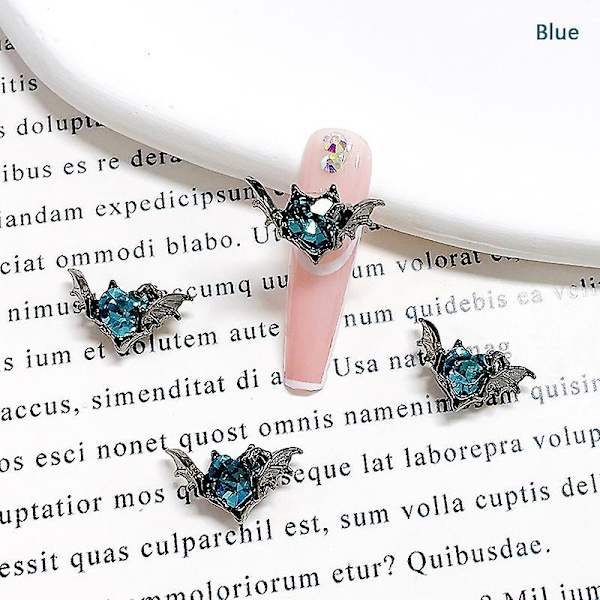 5 st kristall strass nagelkonst dekoration halloween fladdermus nagel charms dekor Blue