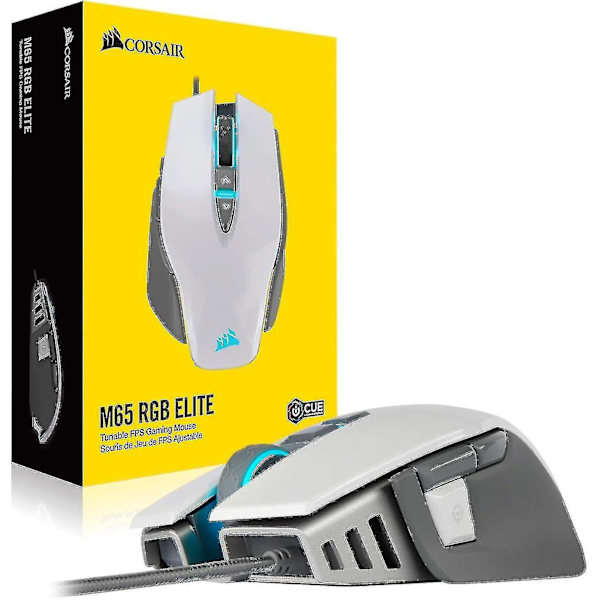 M65 Rgb Elite kablet Fps og Moba spillmus med justerbar vekt og balanse, holdbar aluminiumsramme, 18000 Dpi optisk sensor, svart