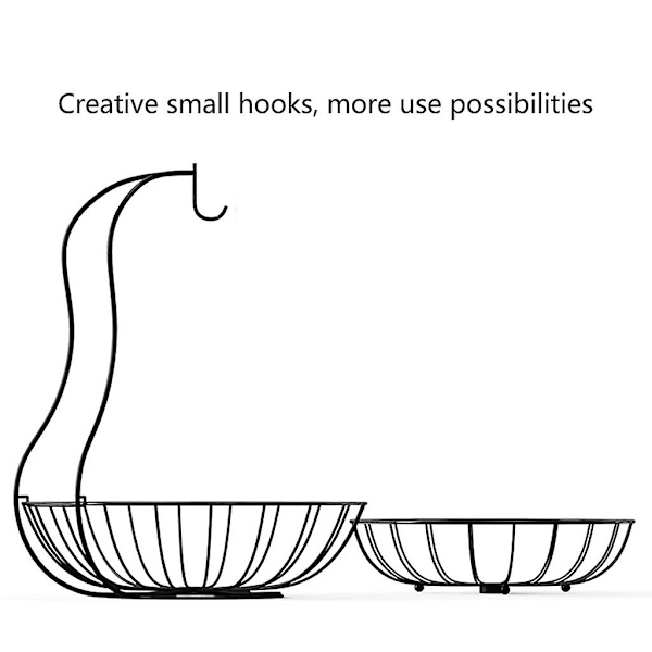2 etasjers fruktkurvholder for kjøkken for kjøkken spisebord svart hjem