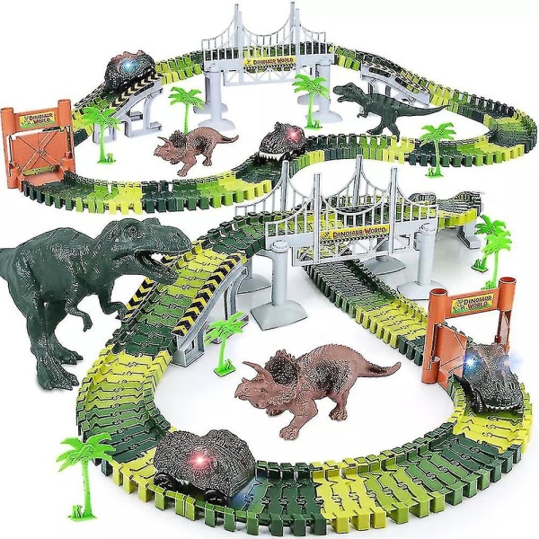 Dinosaurukset Tracks Tracks Set Tracks Electric Car Track Playset kaukosäätimellä Dino Race Car Lelu Syntymäpäivälahja