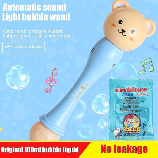 Barns bubbelmaskin Elektrisk automatisk blåsande bubbelstav Blåser barnleksaksbjörn