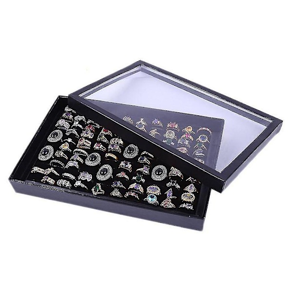 Velvet 100 Slots Ring Øreringe Display Box Showcase Opbevaring Case Holder Bakke Smykker Organizer Boxes