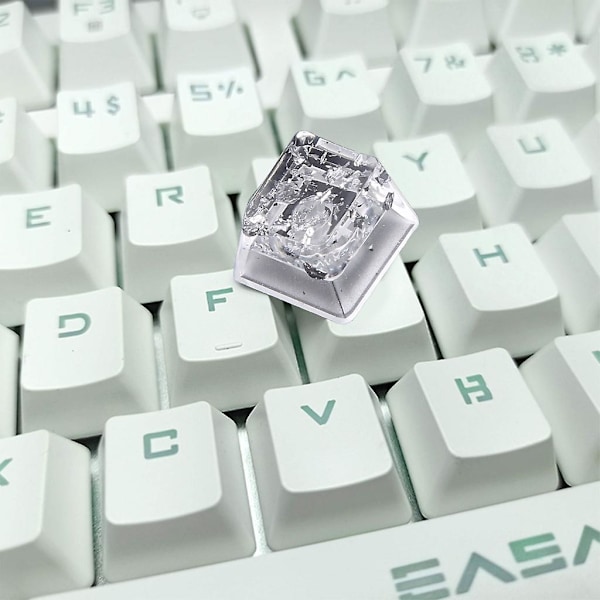 1 st Resin Bakgrundsbelyst Silver Folie Keycap Oem Profil Diy Anpassad Keycap R4 Höjd