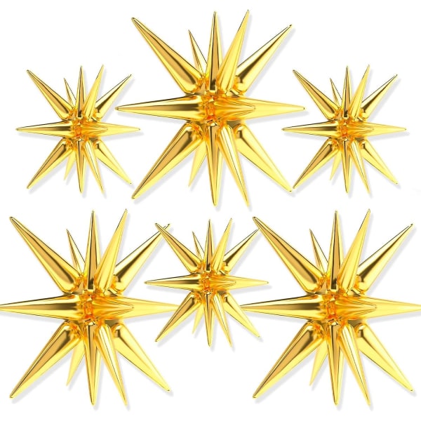 Tähtiilmapallot 6 kpl (27 ja 22 tuumaa), yksiosaiset 14 kärkipallot Gold Star folioilmapallot suuret ilmapallot