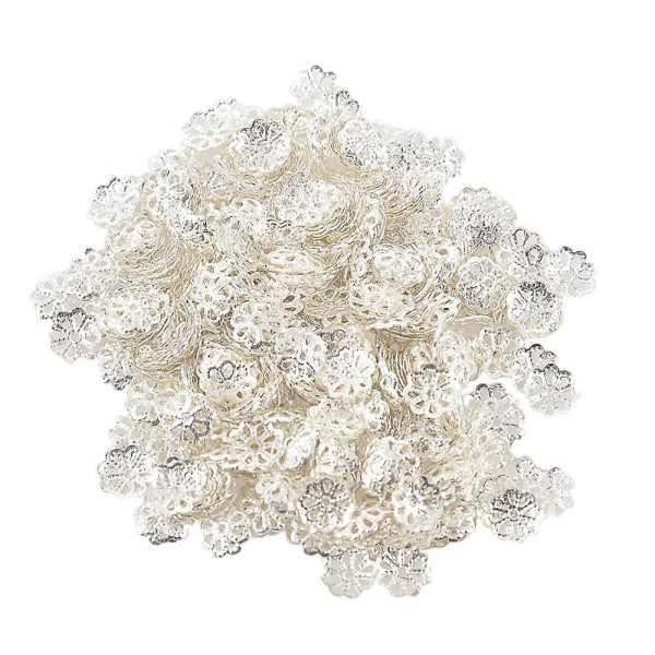 Smukke perle 6 mm sølvfarvet blomsterperlehætter til smykkefremstilling (ca. 500 stk.)