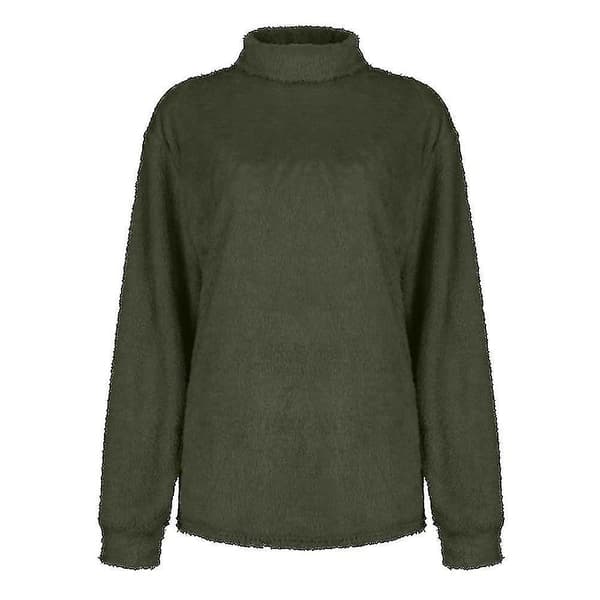 Hettegenser for kvinner med lang erme, ensfarget, strikket genser, pullover