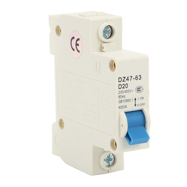 20A Miniature Circuit Breaker til Overbelastningsbeskyttelse, DIN-skinnemontering, AC 230V/400V