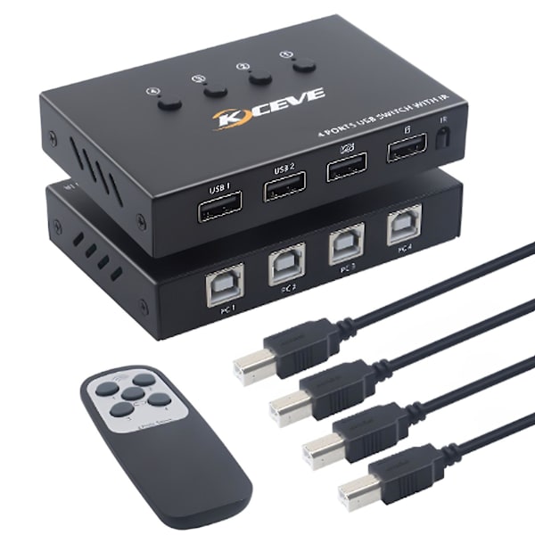 4 porte KVM VGA switch hub USB2.0 pc deling computer switcher til printer pc