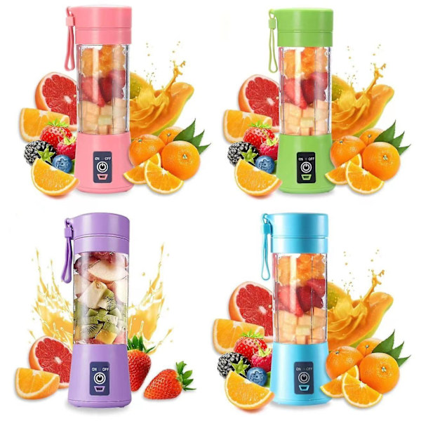 (Lilla) Bærbar Smoothie Blender, Personlig Blender med 6 3D-Blader, USB Oppladbar Juicer, for H