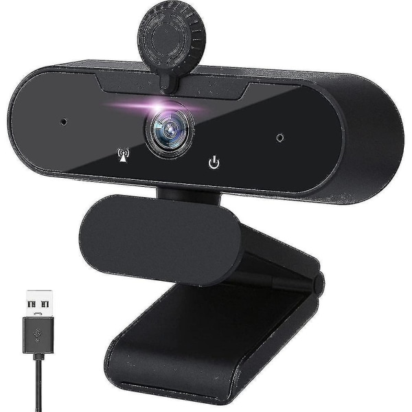 Webcam med mikrofon, fuld hd 1080p, pc-webkamera til videoer, møder