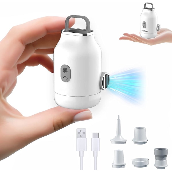 Elektrisk luftpump med nattljus för luftmadrasser, uppladdningsbar kraftfull elektrisk pump med 5 luftmunstycken för gummibåt, simring